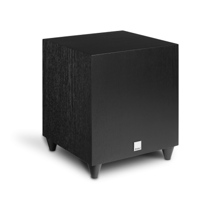 Subwoofer DALI SUB C8D caisson basse woofer 8 pouce fibre de papier ampli 170 watts bass reflex reglage filtre cube petite dimension noir blanc