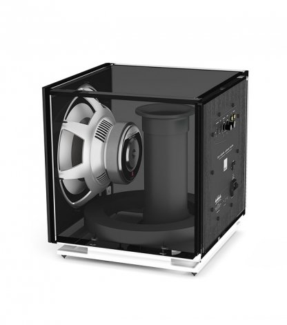 Subwoofer DALI SUB K14F caisson de basse 450 watts woofer alu HP 36 cm front avant bass reflex noir blanc stereo home cinema theatre lfe reglage noir blanc