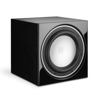 Subwoofer DALI SUB E9F caisson basse actif amplifié ampli 220 watts event bass reflex inferieur hp aluminium frontal noir filtre reglable