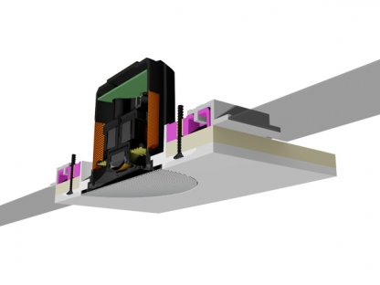 Support Pré-construction HP MONITOR AUDIO CFB3 placement Haut parleur cf230 subwoofer ics8 plafond mur construction nouvelle habitation