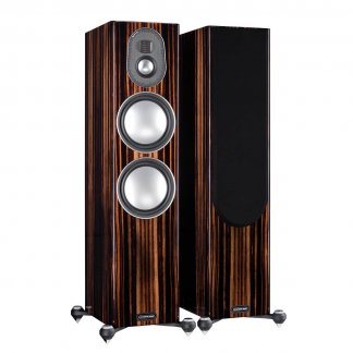 Enceintes MONITOR AUDIO GOLD 300 baffle colonne haut de gamme colonne trois voies ebony dark walnut gloss black satin white blanc noir laque ebene vernis