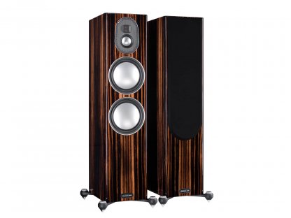 Enceintes MONITOR AUDIO GOLD 300 baffle colonne haut de gamme colonne trois voies ebony dark walnut gloss black satin white blanc noir laque ebene vernis