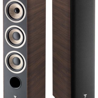 Enceintes FOCAL ARIA 926 colonne trois voies quatre haut parleurs stereo home theatre cinema noir walnut membrane fibre lin tweeter dome inversé bass reflex