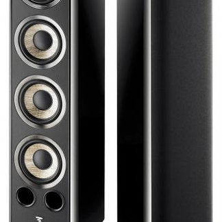 Enceintes FOCAL ARIA 936 grande colonne trois voies trois woofers stereo home theatre dark walnut noyer high gloss black noir laque bass reflex