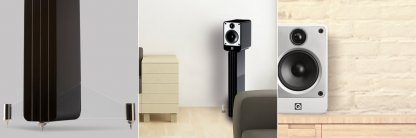 Enceintes Q Acoustics CONCEPT 20 bibliotheque performante musicale prix economique stereo home cinema noir laque blanc laqué pied optionnel