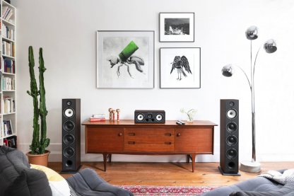 Enceinte centrale TRIANGLE BOREA BRC1 voie centre home-cinema home theatre hp cellulose tweeter dome soie blanc satin noir dark walnut light oak bass reflex