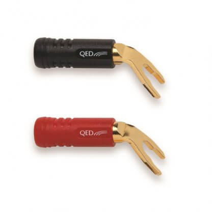 Fourches QED SPADE Screwloc ABS montage cable conducteur HP haut parleur baffle facile deux vis plaqué or ressort