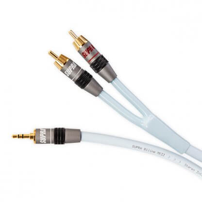 SUPRA BILINE MP 2RCA cable de connexion mini jack stéréo rca cinch blindé haute qualité stéréo hifi smartphone ipad baladeur cinch plaqué or