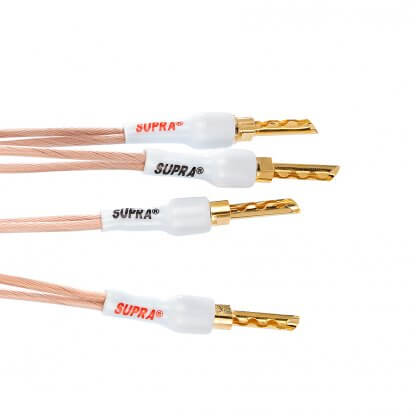 SUPRA XL ANNORUM 2x3.2 COMBICON cable pour enceintes cuivre OFC 5N 3,2mm2 terminaison sertie fiches bananes fourches banana fork à visser