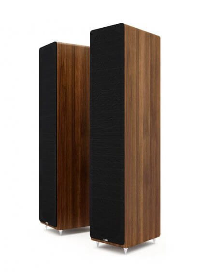 Enceintes ACOUSTIC ENERGY AE309 baffle stereo hifi home cinema format colonne compacte bibliotheque placage bois walnut noir blanc laque