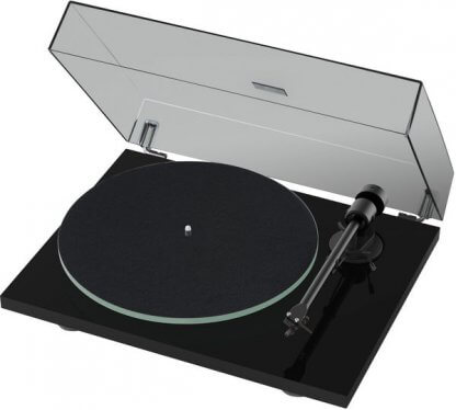 Tourne-Disque PROJECT T1 phono sb platine audiophile manuel bras aluminium plateau verre cellule ortofon om5 elliptique entrainement vitesse electronique