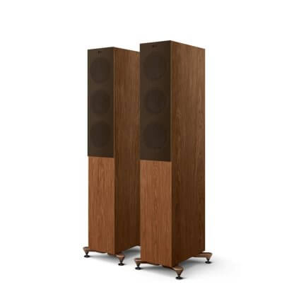 Enceintes KEF R5 META paire baffle colonne compacte trois voies puissante uni-q hifi stereo home cinema noir walnut blanc